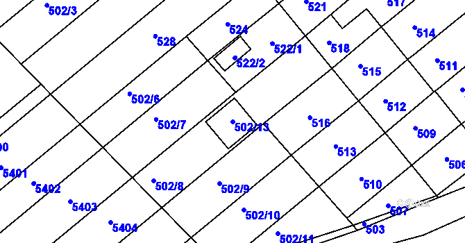 Parcela st. 502/13 v KÚ Tupesy na Moravě, Katastrální mapa