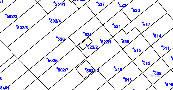 Parcela st. 522/2 v KÚ Tupesy na Moravě, Katastrální mapa