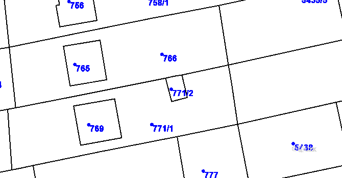 Parcela st. 771/2 v KÚ Tupesy na Moravě, Katastrální mapa