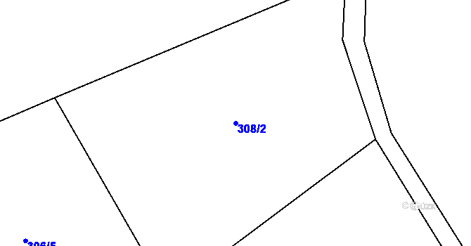 Parcela st. 308/2 v KÚ Bumbalka, Katastrální mapa