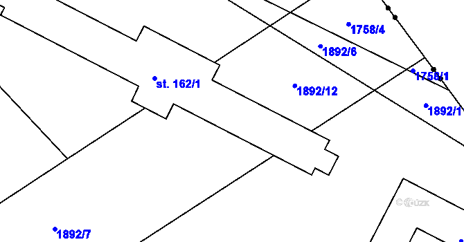 Parcela st. 162/2 v KÚ Bumbalka, Katastrální mapa