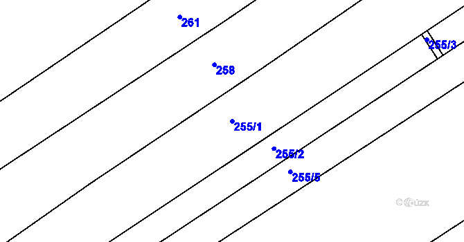 Parcela st. 255/1 v KÚ Bumbalka, Katastrální mapa