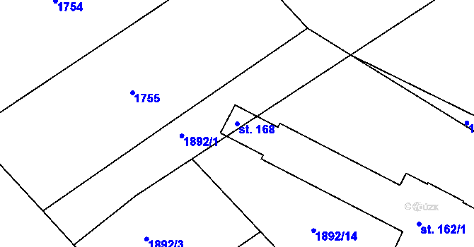 Parcela st. 168 v KÚ Bumbalka, Katastrální mapa