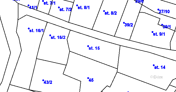 Parcela st. 15 v KÚ Rašovy, Katastrální mapa