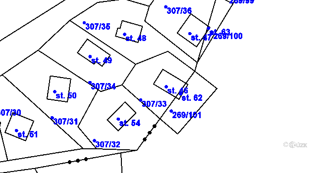 Parcela st. 46 v KÚ Rašovy, Katastrální mapa