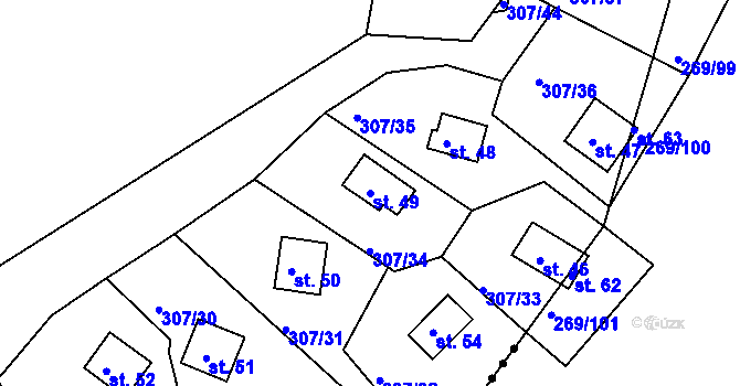 Parcela st. 49 v KÚ Rašovy, Katastrální mapa