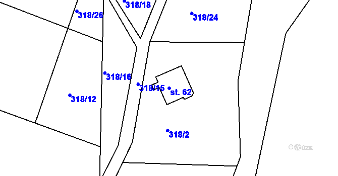 Parcela st. 62 v KÚ Rašovy, Katastrální mapa