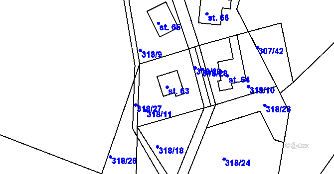 Parcela st. 63 v KÚ Rašovy, Katastrální mapa