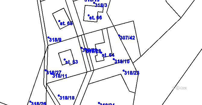 Parcela st. 64 v KÚ Rašovy, Katastrální mapa