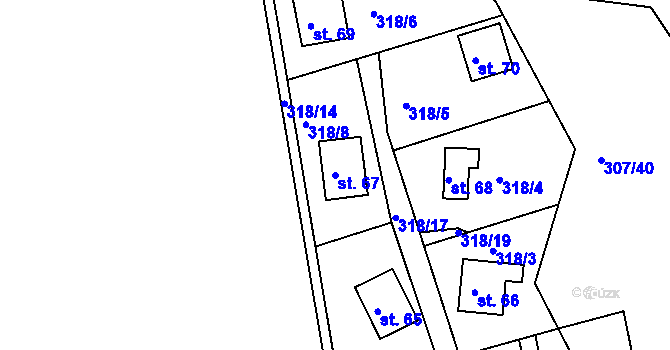 Parcela st. 67 v KÚ Rašovy, Katastrální mapa