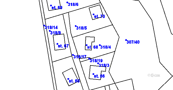 Parcela st. 68 v KÚ Rašovy, Katastrální mapa