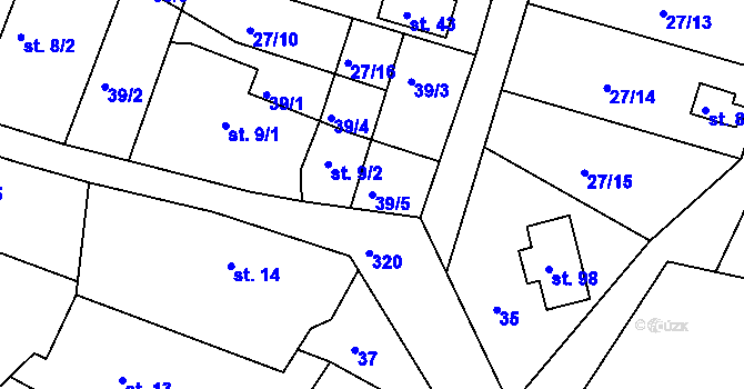 Parcela st. 39/5 v KÚ Rašovy, Katastrální mapa