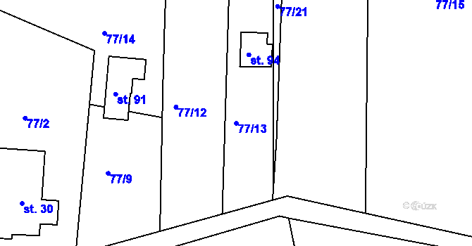 Parcela st. 77/13 v KÚ Rašovy, Katastrální mapa