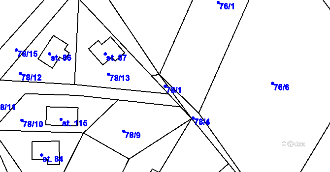 Parcela st. 78/1 v KÚ Rašovy, Katastrální mapa