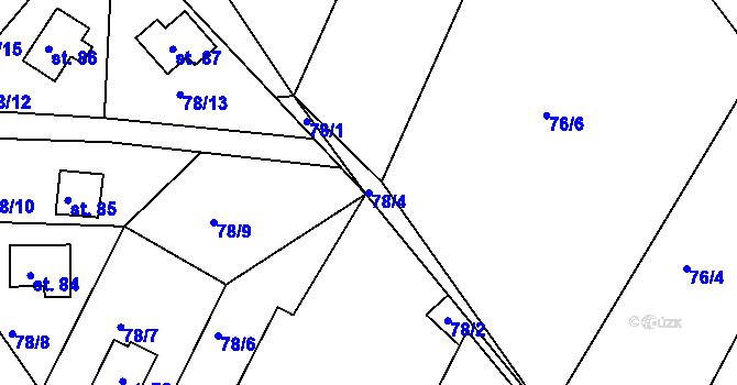 Parcela st. 78/4 v KÚ Rašovy, Katastrální mapa