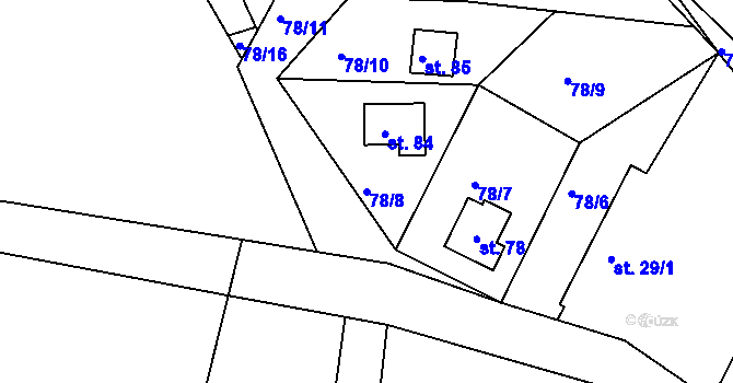 Parcela st. 78/8 v KÚ Rašovy, Katastrální mapa