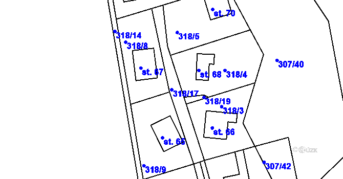 Parcela st. 318/17 v KÚ Rašovy, Katastrální mapa
