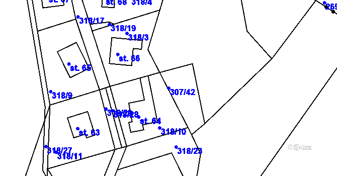 Parcela st. 307/42 v KÚ Rašovy, Katastrální mapa