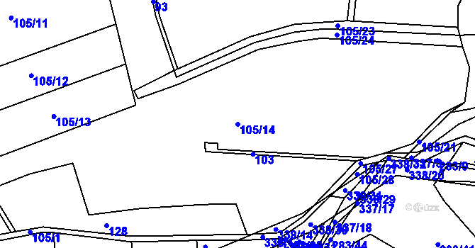 Parcela st. 105/14 v KÚ Rašovy, Katastrální mapa