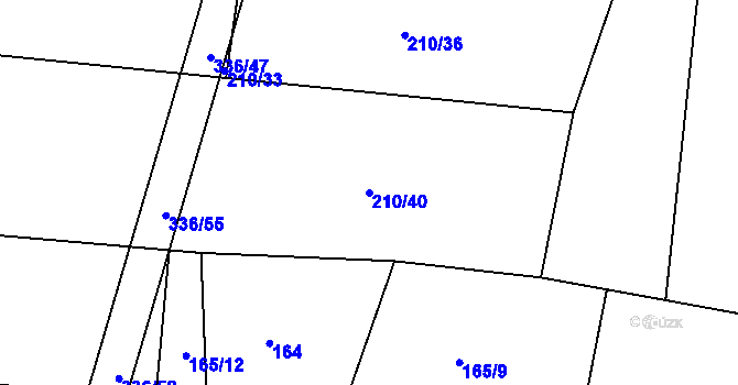 Parcela st. 210/40 v KÚ Rašovy, Katastrální mapa