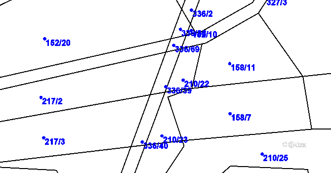 Parcela st. 336/39 v KÚ Rašovy, Katastrální mapa