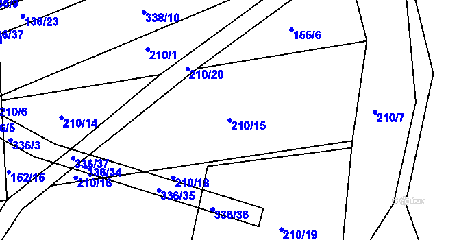 Parcela st. 210/15 v KÚ Rašovy, Katastrální mapa