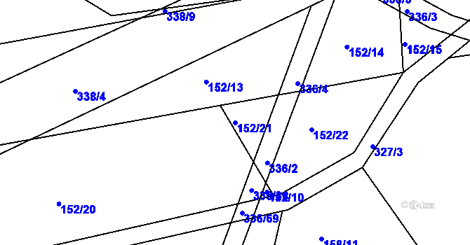 Parcela st. 152/21 v KÚ Rašovy, Katastrální mapa