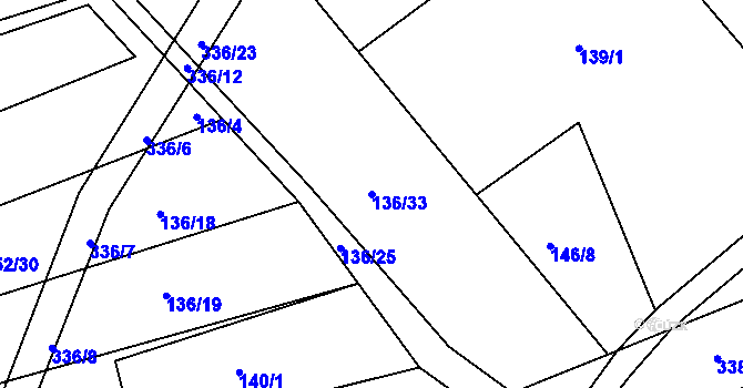 Parcela st. 136/33 v KÚ Rašovy, Katastrální mapa