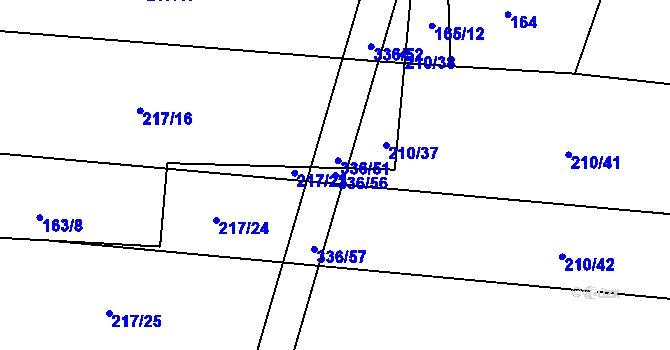 Parcela st. 336/56 v KÚ Rašovy, Katastrální mapa