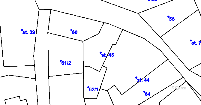 Parcela st. 45 v KÚ Turkovice u Přelouče, Katastrální mapa