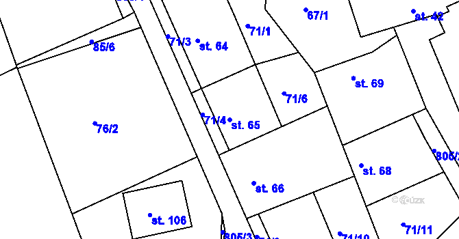 Parcela st. 65 v KÚ Turkovice u Přelouče, Katastrální mapa