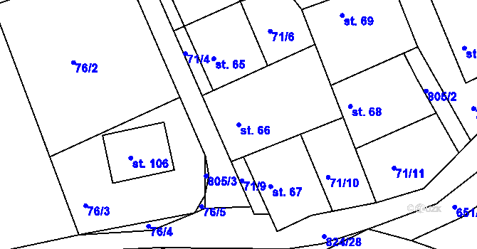 Parcela st. 66 v KÚ Turkovice u Přelouče, Katastrální mapa