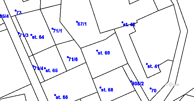 Parcela st. 69 v KÚ Turkovice u Přelouče, Katastrální mapa