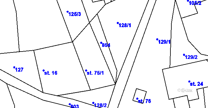 Parcela st. 75/2 v KÚ Turkovice u Přelouče, Katastrální mapa