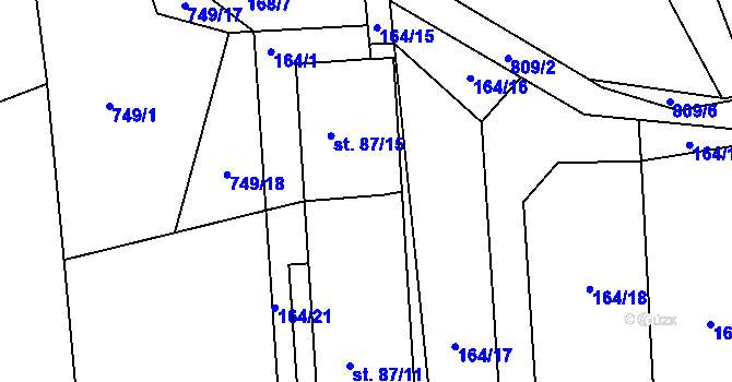 Parcela st. 87/13 v KÚ Turkovice u Přelouče, Katastrální mapa