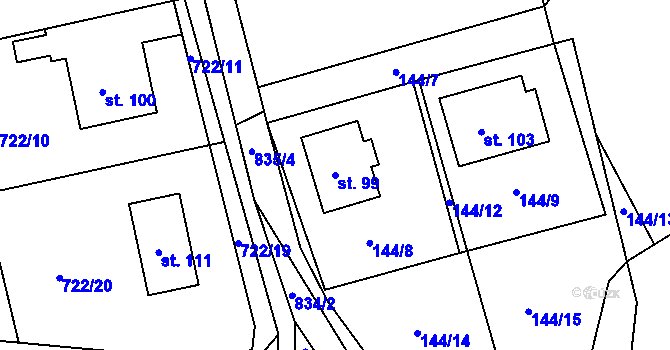 Parcela st. 99 v KÚ Turkovice u Přelouče, Katastrální mapa