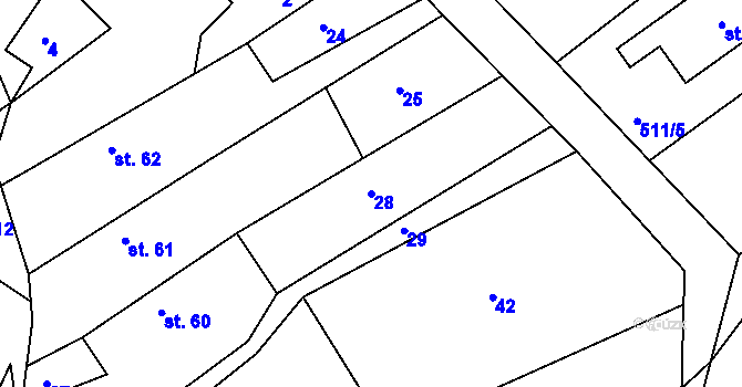 Parcela st. 28 v KÚ Turkovice u Přelouče, Katastrální mapa