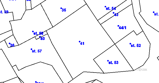 Parcela st. 41 v KÚ Turkovice u Přelouče, Katastrální mapa