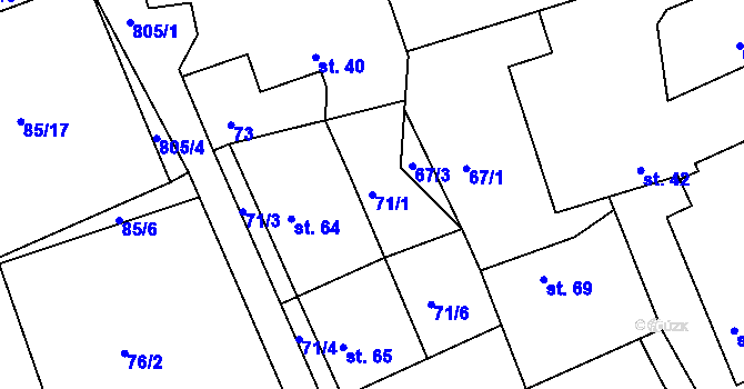 Parcela st. 71/1 v KÚ Turkovice u Přelouče, Katastrální mapa