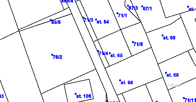 Parcela st. 71/4 v KÚ Turkovice u Přelouče, Katastrální mapa