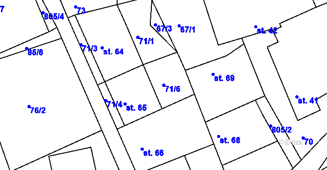 Parcela st. 71/6 v KÚ Turkovice u Přelouče, Katastrální mapa