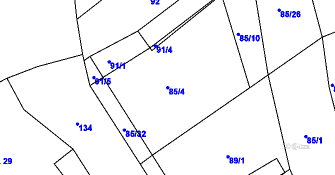 Parcela st. 85/4 v KÚ Turkovice u Přelouče, Katastrální mapa