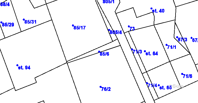 Parcela st. 85/6 v KÚ Turkovice u Přelouče, Katastrální mapa