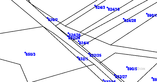 Parcela st. 624/4 v KÚ Turkovice u Přelouče, Katastrální mapa