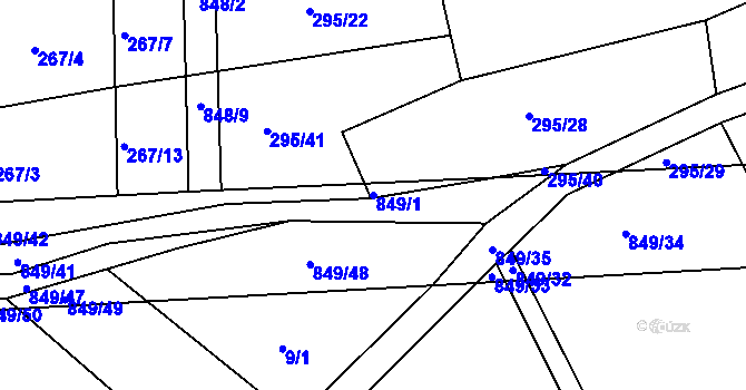 Parcela st. 849/1 v KÚ Turkovice u Přelouče, Katastrální mapa