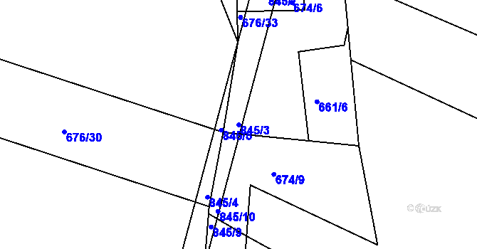 Parcela st. 845/3 v KÚ Turkovice u Přelouče, Katastrální mapa