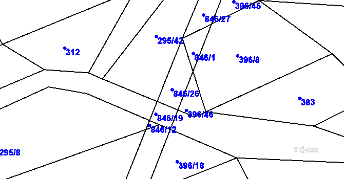 Parcela st. 846/26 v KÚ Turkovice u Přelouče, Katastrální mapa