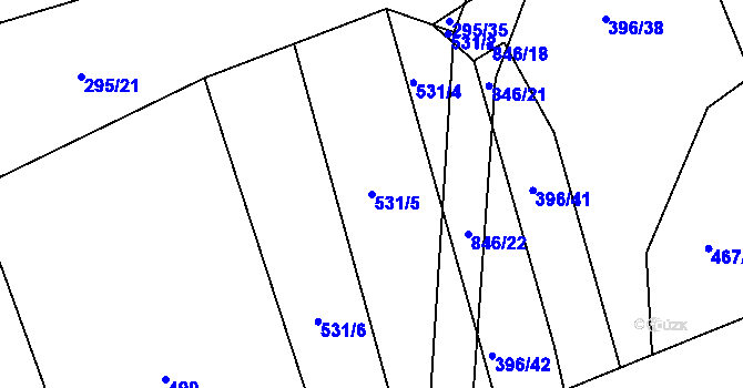 Parcela st. 531/5 v KÚ Turkovice u Přelouče, Katastrální mapa