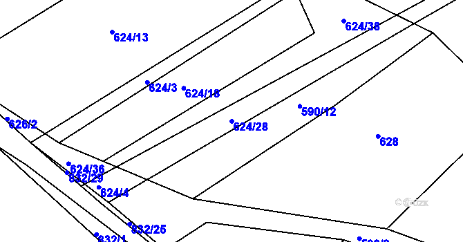 Parcela st. 624/28 v KÚ Turkovice u Přelouče, Katastrální mapa