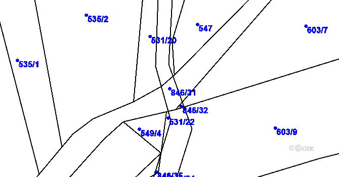 Parcela st. 846/31 v KÚ Turkovice u Přelouče, Katastrální mapa